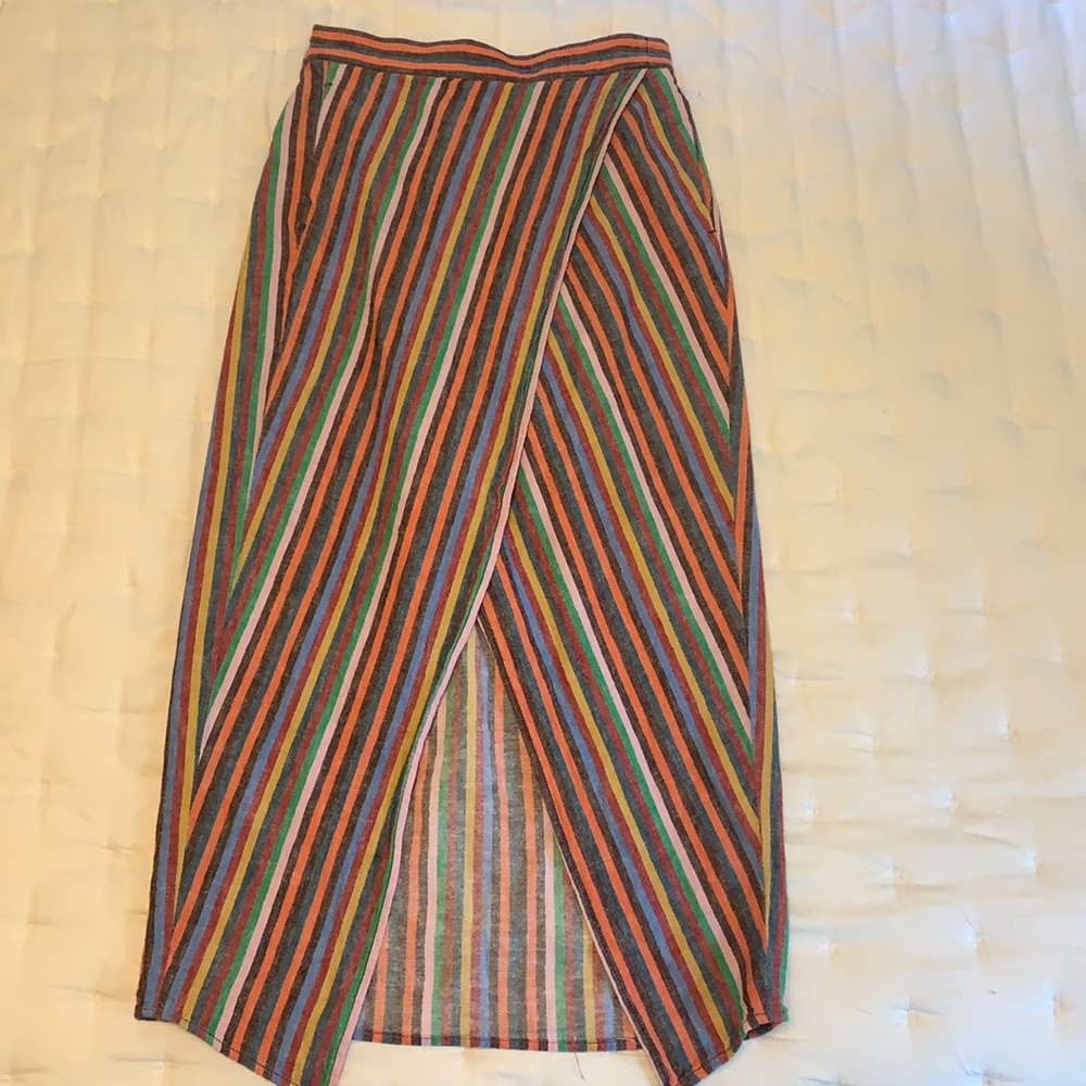 Madewell Crossover Strip Midi Skirt, Size XS